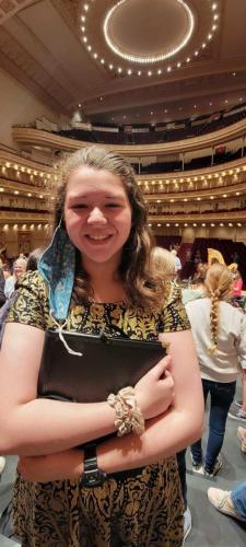 Soprano Barbara Hart onstage before the dress rehearsal in Carnegie Hall
